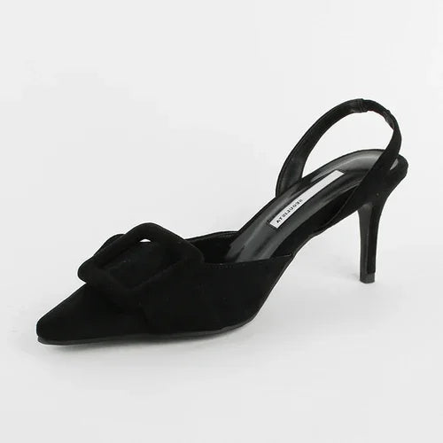 Sandals Summer Pointed Toe High Heels Stiletto Square Buckle Large Size Single Shoes