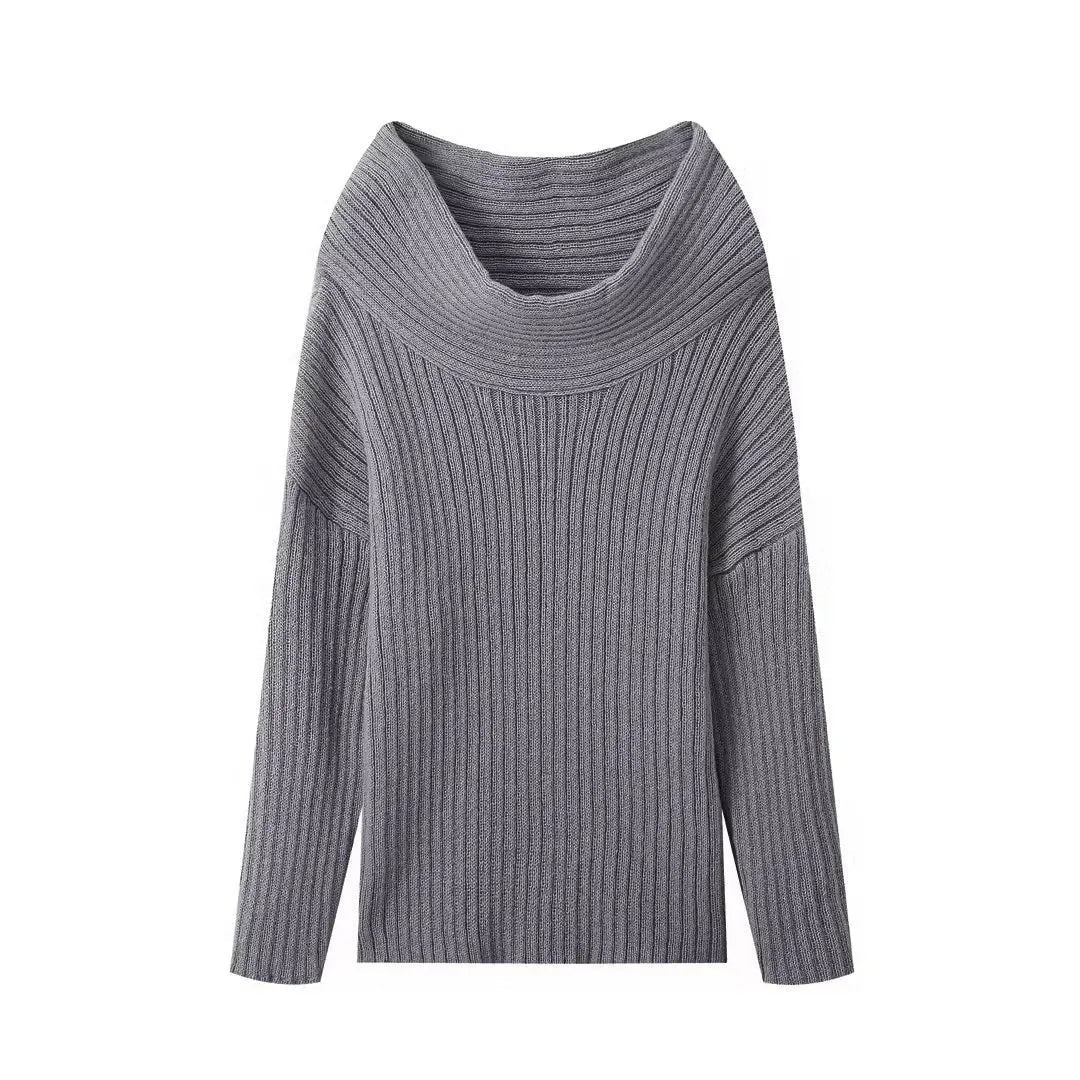 Off Shoulder Wrap Sweaters Autumn Slash Neck Long Sleeve Pullover Female New Loose Irregular Jumpers