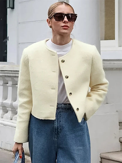 Long Sleeve Cardigan Coat for Patchwork Slim Cropped Top ’s Outwear New