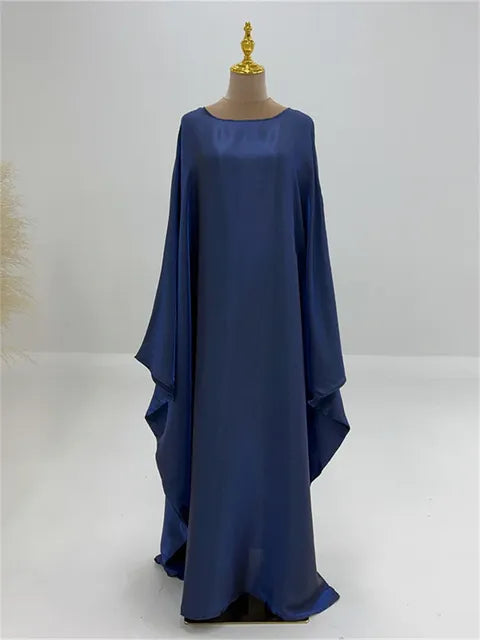 Autumn Loose Shiny Maxi Dress ’s Butterfly Batwing Long Sleeve Muslim Clothes Party Dress Female Long Dress New