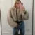 Iconic Street Week Brand Gardient Cropped Faux Fur Coat Winter Hot Cool Fluffy Short Fur Jacket