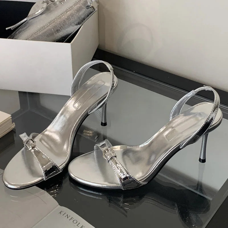 Summer Narrow Band Open Toe Sandals Thin Low Heel Gladiator Party Shoes Zapatos De Mujer