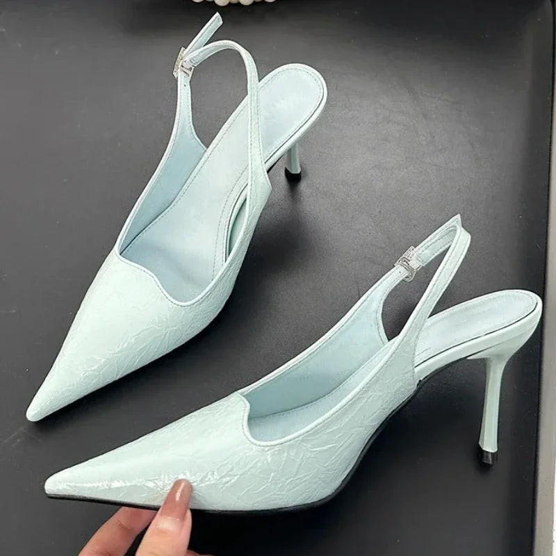 New Pointed Toe Thin High Heels Slingbacks Office Shoes Sandals Footwear Zapatos De Mujer