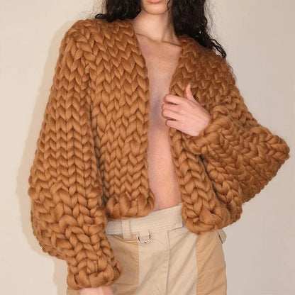 Knitted Twist Cardigans Long Sleeve Loose O-neck Sweaters Female Autumn All-match Coats Tops