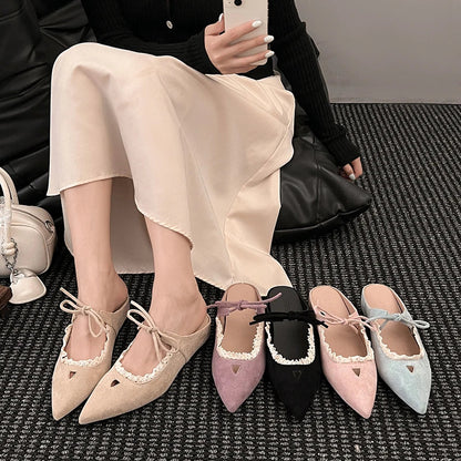 Designer Summer Pointed Toe Mules Slippers Dress Street Style Slip on Shoes