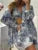 Retro Ink Shirt Three-piece Shorts Suit ’s Summer Long Sleeve Button Print Shirt With Shorts Suit