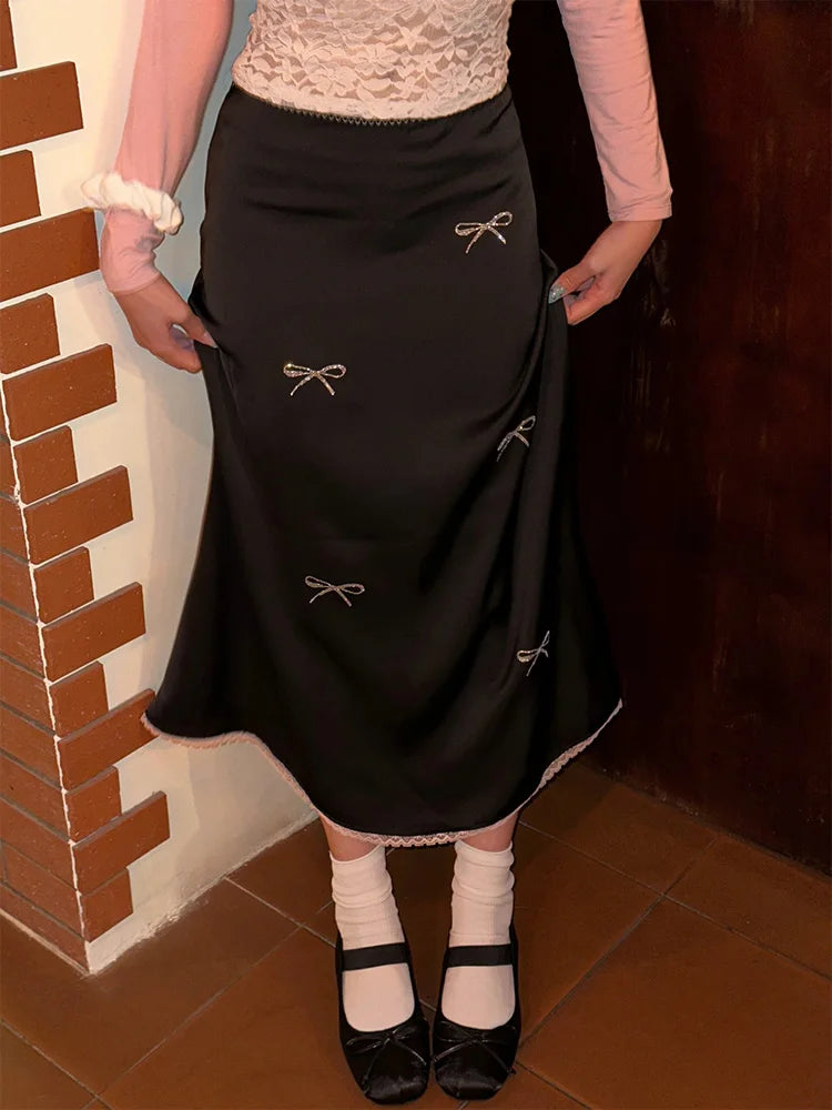 Black Long Skirt Y2k Harajuku 2000s Skirts Korean 90s Oversize High Waist Skirts