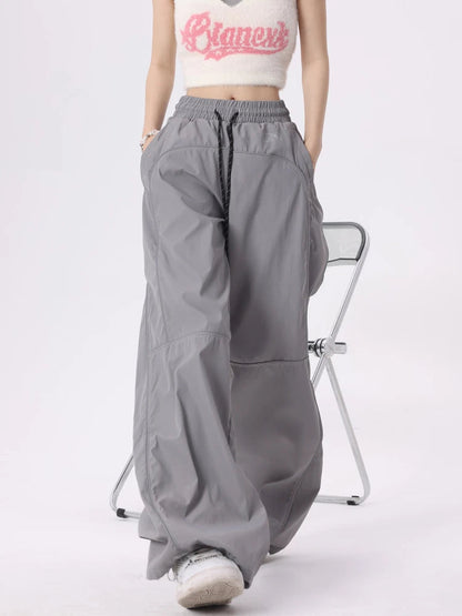 Palazzo Pants Reflective Stripe Jogger Wide Leg Trousers Y2k Baggy Sweatpants Female Pantalon