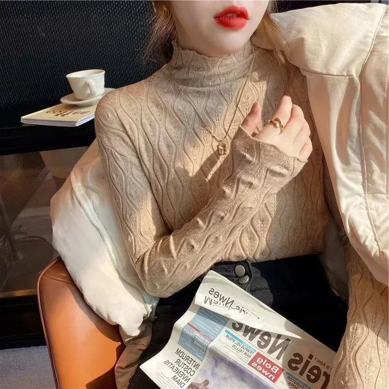 New Faux Cashmere Turtleneck Sweaters Autumn Winter Warm Pullover Slim Tops Knitted Sweater Jumper Soft Pull Female