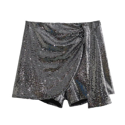 Sequin Y2k Skirt Club Glitter High Street Slim Zipper Loose Patchwork Short Skirt Sparkle Skirt