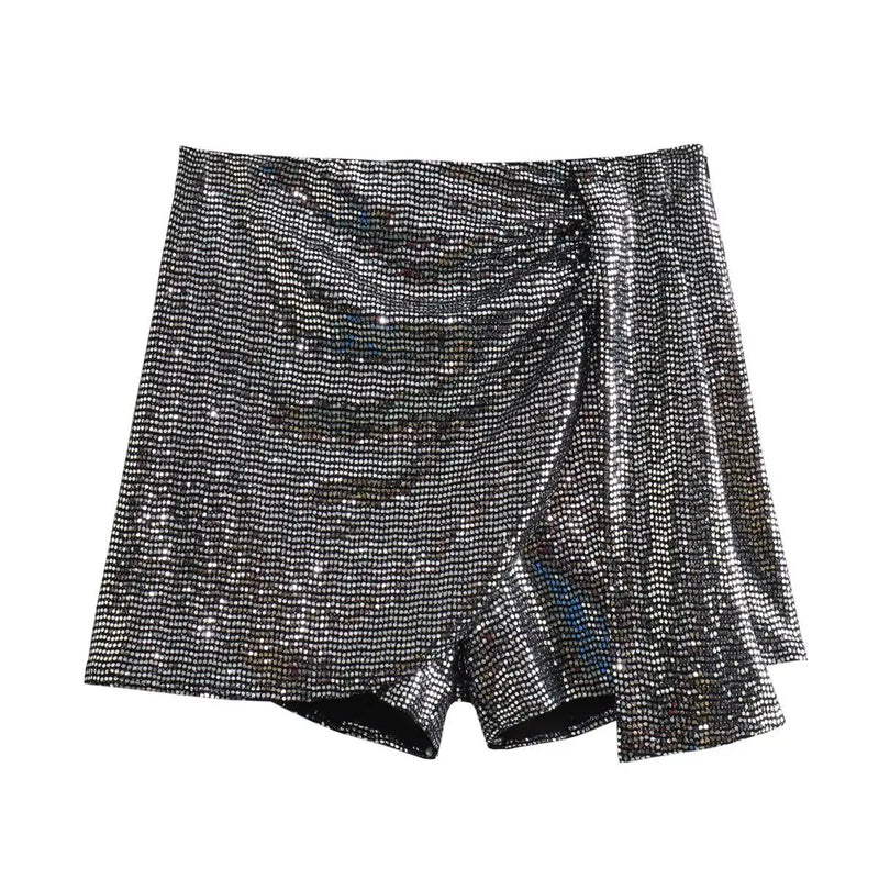 Sequin Y2k Skirt Club Glitter High Street Slim Zipper Loose Patchwork Short Skirt Sparkle Skirt