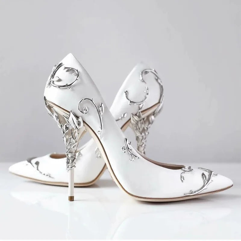 Metallic Accessories Ultrahigh Pointedtoe Pumps Satin Nightclub Shoes Catwalk Stiletto Shaped Heel Wedding Heels