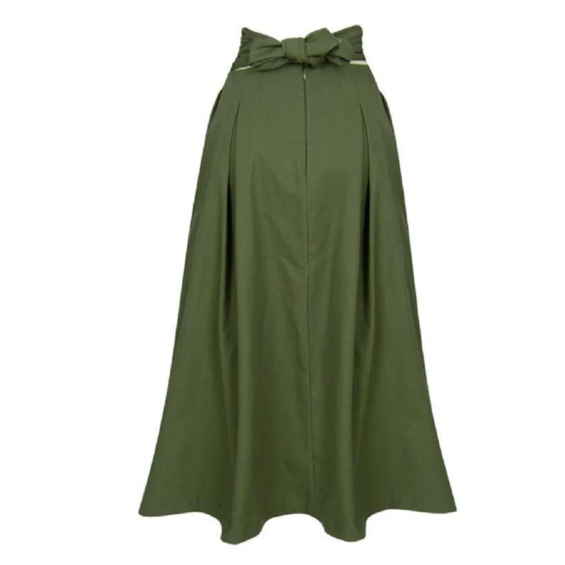 New Autumn Black Skirts Korean Color Big Swing Female Skirt Long Skirt Wild High Waist Bow Slim Skirts
