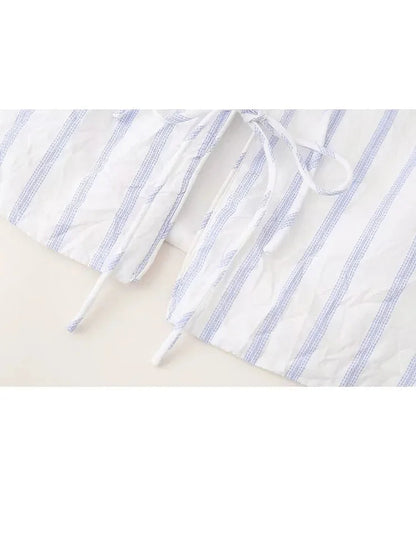 Summer Woman Stripe Vneck Tank Tops Sleeveless Slim Laceup Vests Female Cropped Waistcoat