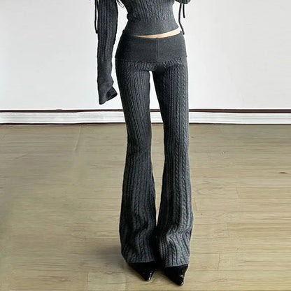 New Style Knitted Pants Lowwaisted Slimfitting Bootcut Pants Autumn Winter Style Versatile Hot Girl Woolen Pants