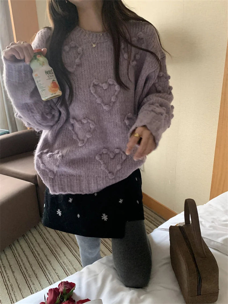 Gentle Spring Sweaters Ol Knitted Loose Daily Full Sleeve Minimalist Office Lady Pullovers Sweet