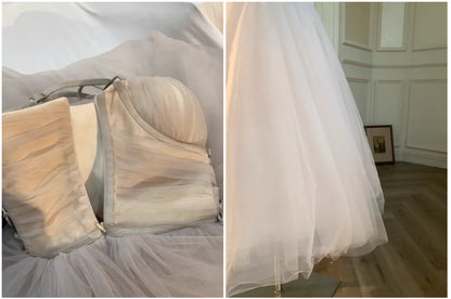 Fairycore White Princess Dress Sweet Ball Gown Birthday Party Vestidos Gauze Bodycone Strapless Camisole Long Dresses