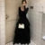 Autumn New Cake Midi Dresses for Long Sleeve U-neck Backless A-line Korean One Piece Vestidos Mujer