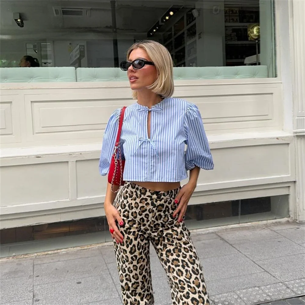 Slim Fit Versatile Bow Poplin Short Blouse
