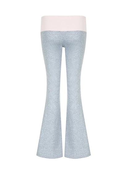 Contrast Patchwork Low Waist Y2k Flared Pants for Gray Slim Jogging Sweatpants Black