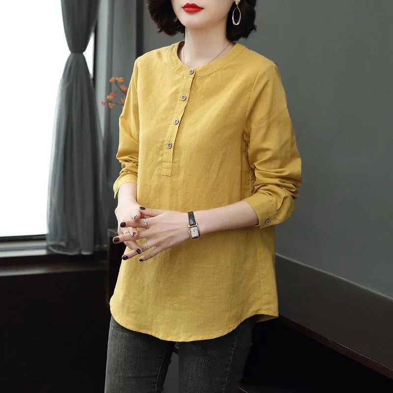 Woman Spring Autumn Style Blouses Shirts Lady Long Sleeve Stand Collar Blusas Tops Df4955