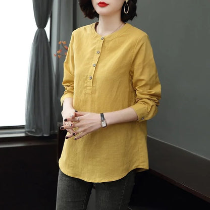 Woman Spring Autumn Style Blouses Shirts Lady Long Sleeve Stand Collar Blusas Tops Df4955