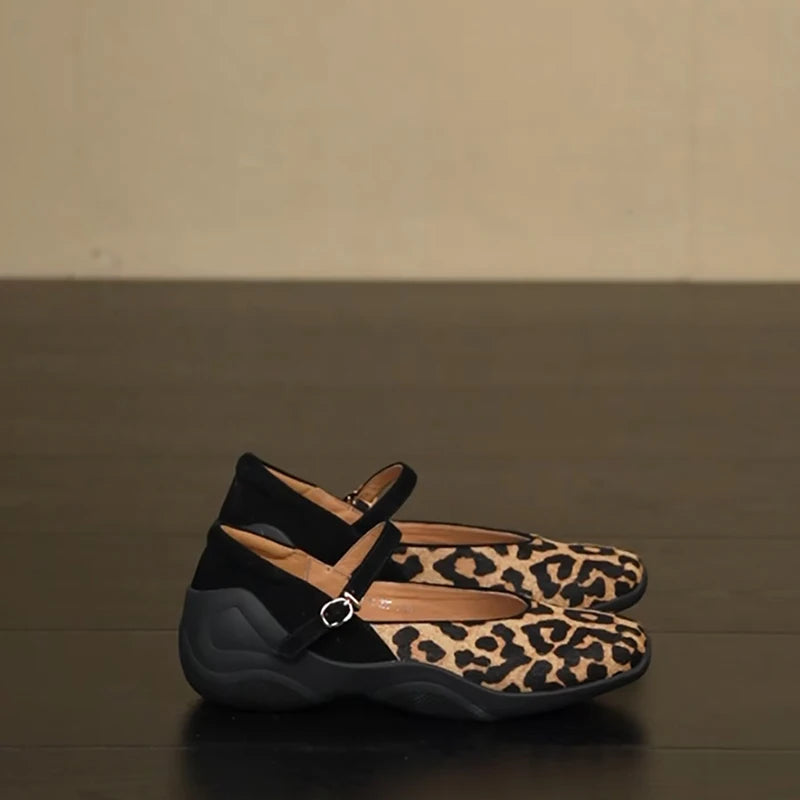 Spring Autumn Leopard Internal Elevation Mary Jane Shoes Comfrot Shallow Shoes Casaul Sport Footwear
