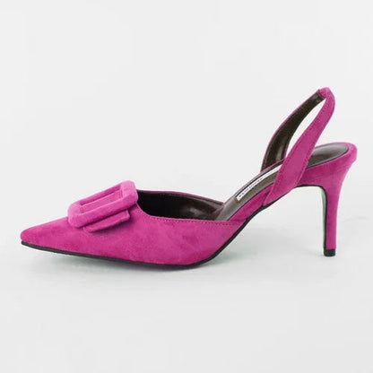 Sandals Summer Pointed Toe High Heels Stiletto Square Buckle Large Size Single Shoes