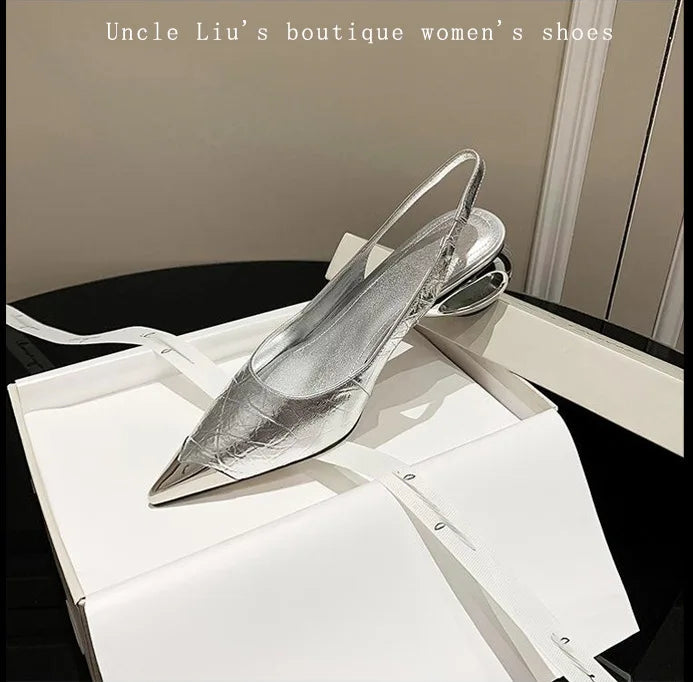 Strange Heel Dress Shoes Pointed Toe Slingbacks