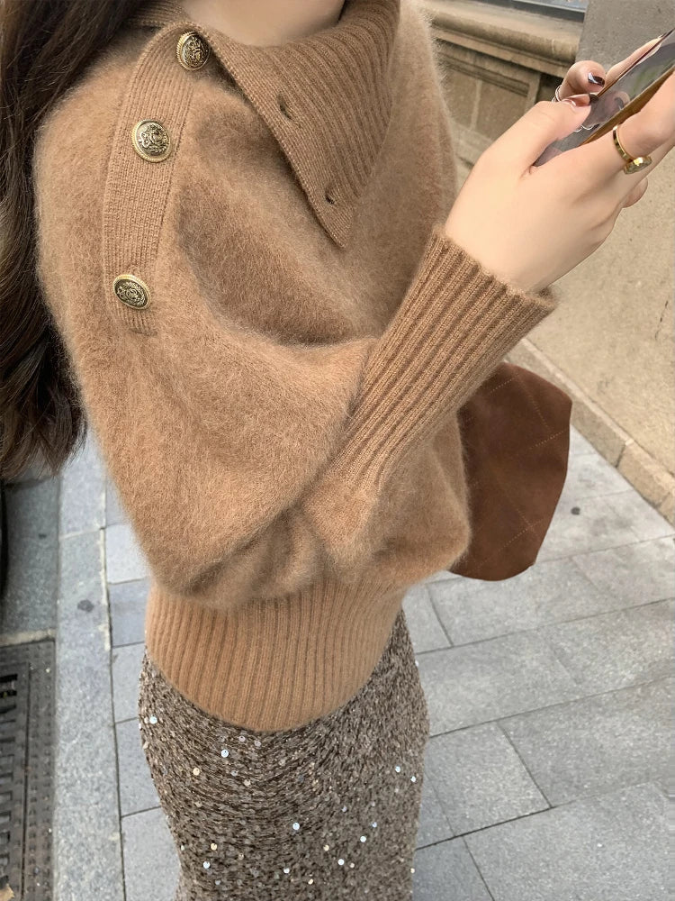 Korean Turtleneck Sweater Long Sleeve Slim Pure Color Knitted Pullover Office Lady Outwear Jumpers