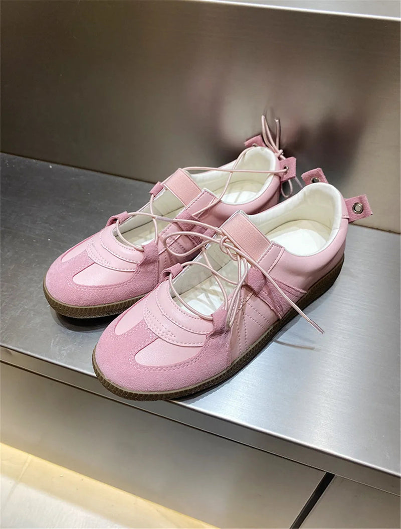 Genuine Leather Sneakers for Breathable Soft Round Toe Shoes Woman Sport Flats Sneakers