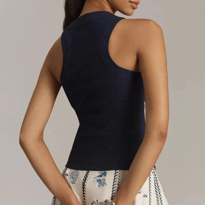 Y2k Button Down Waistcoat Slim Cami Top