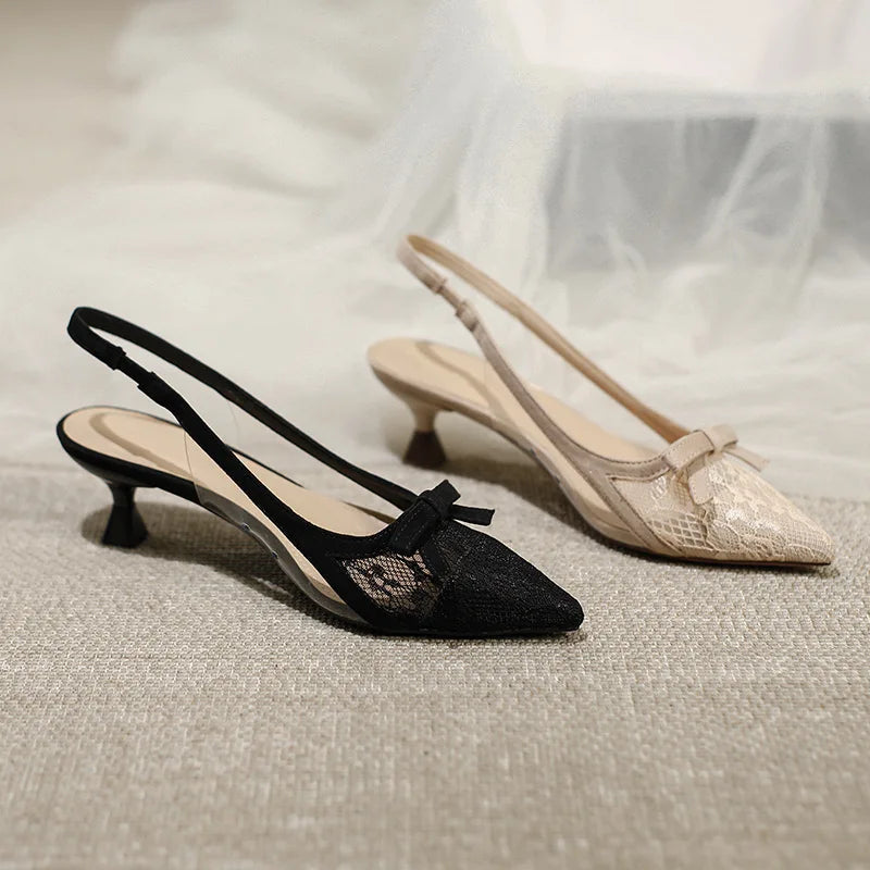 Sandals Clear Heels Pvc Shoes Lace Denim Summer Med Breathable Suit Female Beige Plastic Pointed Medium Low Ne