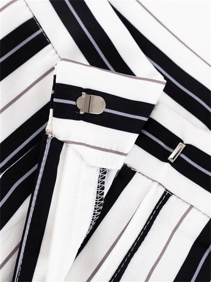 High Waist Zebra Printed Pants Loose Patchwork Wide Leg Trousers Contrast Pocket Flared Trousers