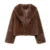 Brown Lapel Faux Fur Short Coat Fluffy Long Sleeve Warm Thick Loose Jacket Autumn Winter Lady High Street Outwear _