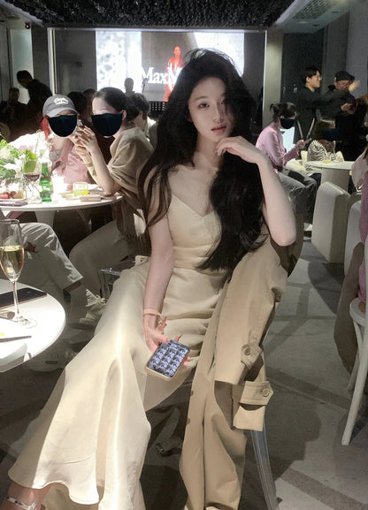 Vneck Slim Midi Dresses for Sleeveless Party Prom Female Clothes Summer