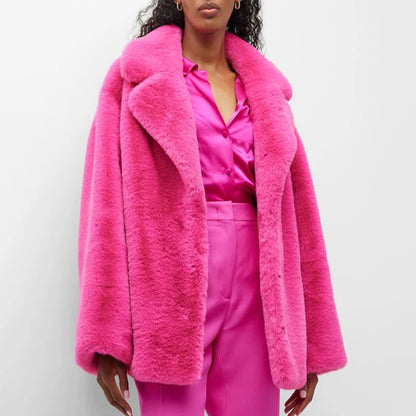 Ins Brand Long Faux Rabbit Fur Coat Jacket Winter Oversized Shaggy Plush Fur Coats Street Overcoat