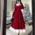 Autumn Shiny Velvet Midi Dresses for Long Sleeve Square Collar Oversize Ruffles Patchwork Christmas Party Dress Vestidos