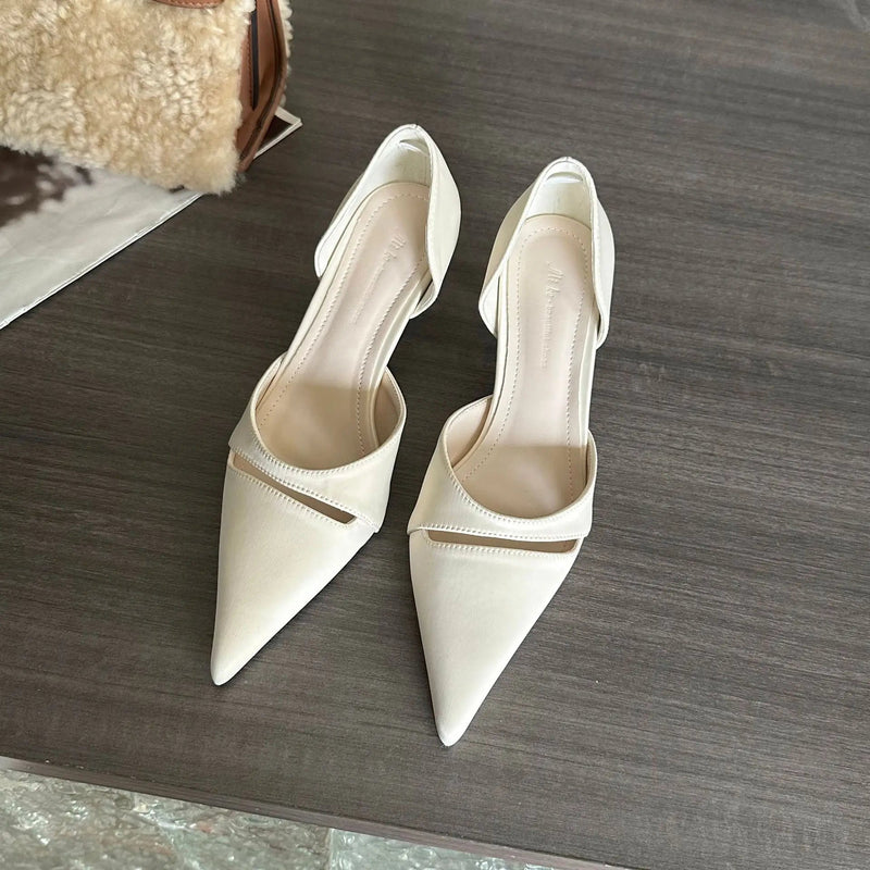 Pointed Toe Pumps Summer New Sandals Female Slingback High Heels Designer Brand Comfy Elegance Low Heel Office Shoes
