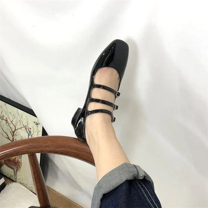 New Round Toe Pumps Buckle High Heels Wedding Shoes Party Comfortable Shoes Zapatos De Mujer