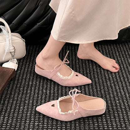 Designer Summer Pointed Toe Mules Slippers Dress Street Style Slip on Shoes