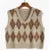 V-neck Plaid Sweater Vest Autumn Winter Knit Sweaters Pullover Loose Korean Knitwear Tops Pull Femme