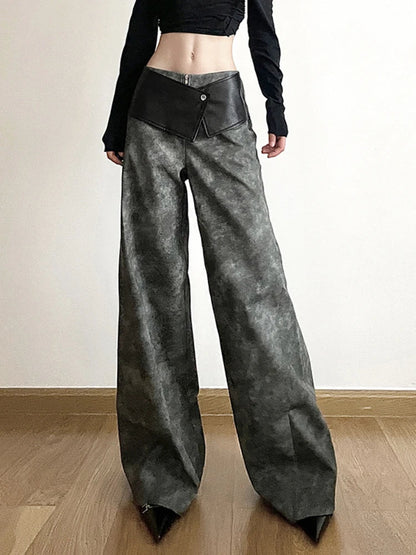 Classic Allmatch Cool Youth Vitality Patchwork Genderfree Wide Leg Pants Trousers