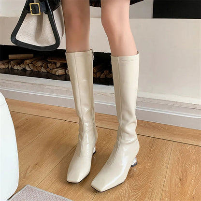 New High Heels Simple Style Warm Autumn Winter Slim Long Shoes Woman Thigh High Knight Boots