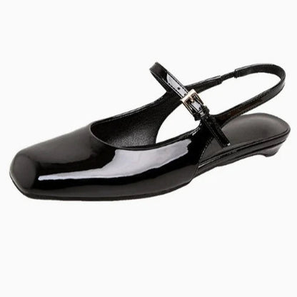 French Bag Head Mary Jane Sandals Oneword Buckle Belt Rear Empty Flatsoled Temperament Single Shoes
