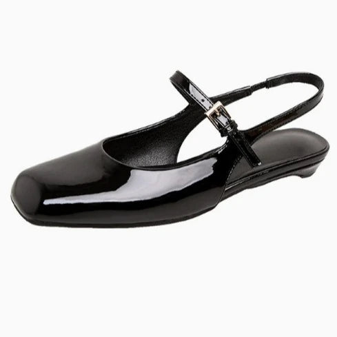 French Bag Head Mary Jane Sandals Oneword Buckle Belt Rear Empty Flatsoled Temperament Single Shoes