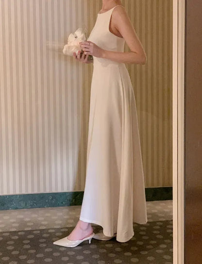 Spaghetti Straps Champagne Wedding Guest Dress Spring Summer Aline Midi Dresses Evening Party Korea Vestido Muje