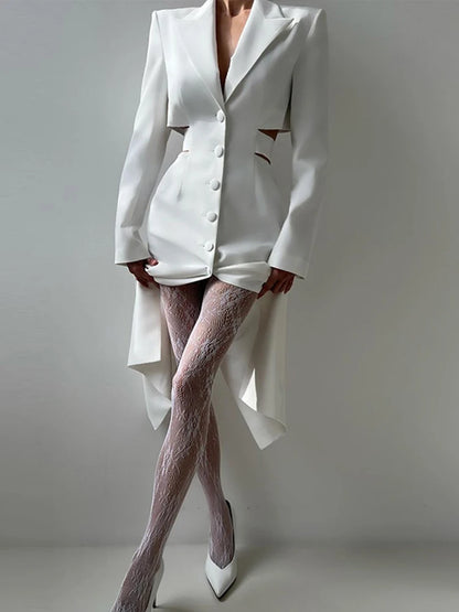 Suit Long Dresses Slim Backless Single Breasted Lapel Dress Lady Autumn Versatile Office