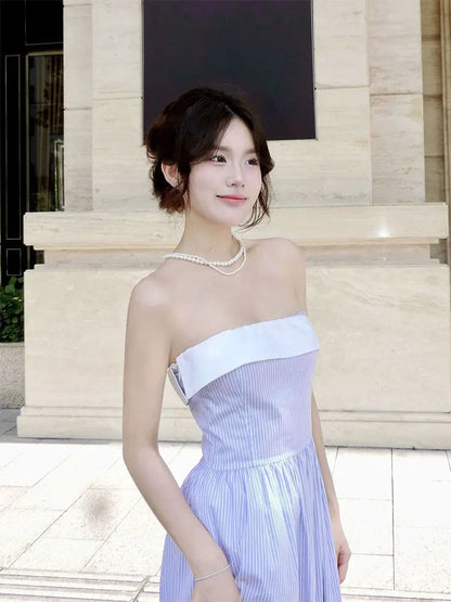 Aline Maxi Dresses Summer New Splicing Slim Dresses Backless Sling Female Dress Clothing