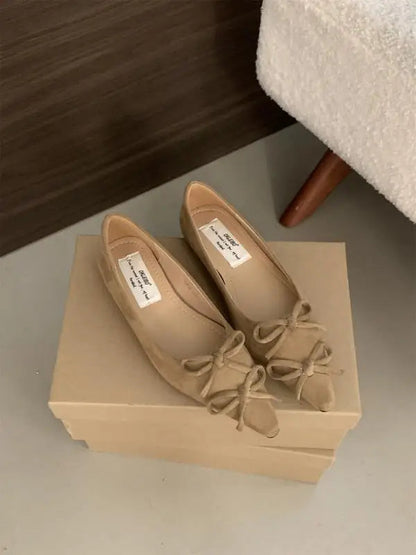 Shoes Autumn Bowknot Female Sneakers Allmatch Flats Shallow Mouth Pointed Toe Fall Boat Butterfly Comfortable Ret